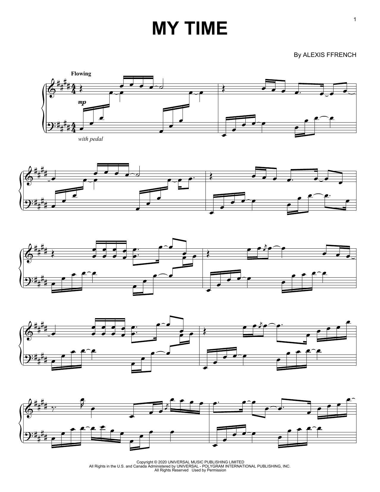 Download Alexis Ffrench My Time Sheet Music and learn how to play Piano Solo PDF digital score in minutes