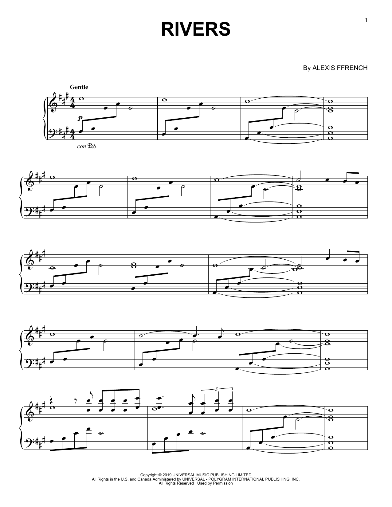 Download Alexis Ffrench Rivers Sheet Music and learn how to play Piano Solo PDF digital score in minutes