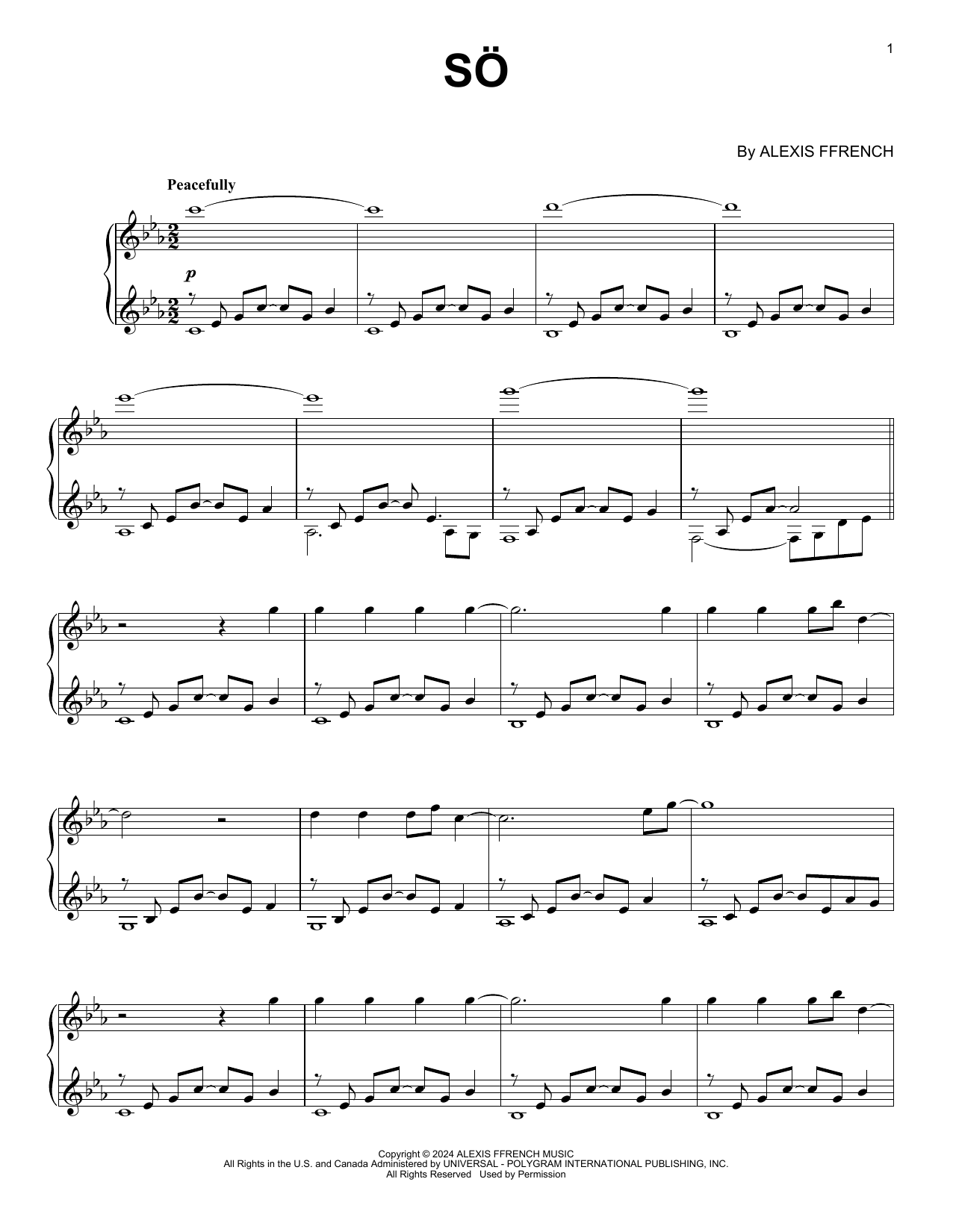 Download Alexis Ffrench Sö Sheet Music and learn how to play Piano Solo PDF digital score in minutes