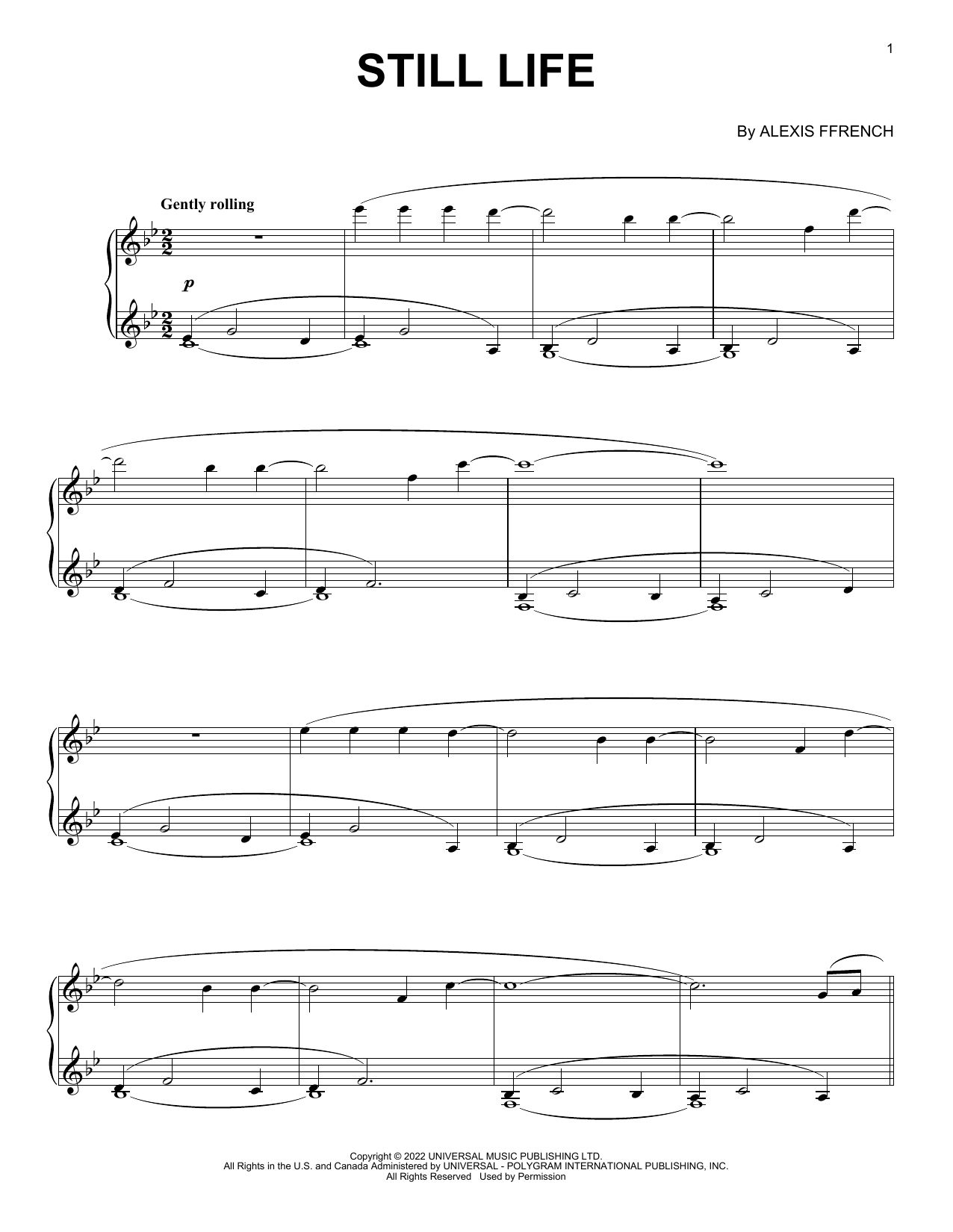 Download Alexis Ffrench Still Life Sheet Music and learn how to play Piano Solo PDF digital score in minutes
