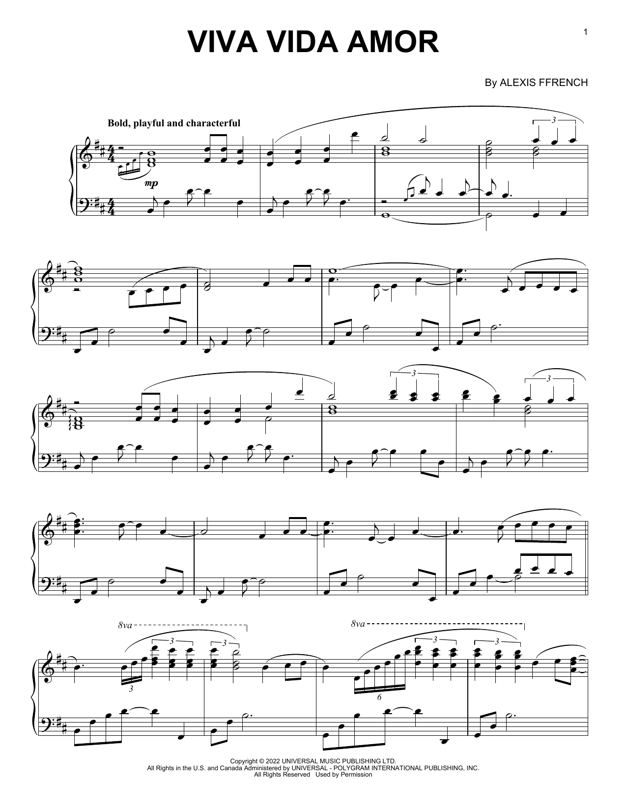 Download Alexis Ffrench Viva Vida Amor (feat. Jin Oki) Sheet Music and learn how to play Piano Solo PDF digital score in minutes