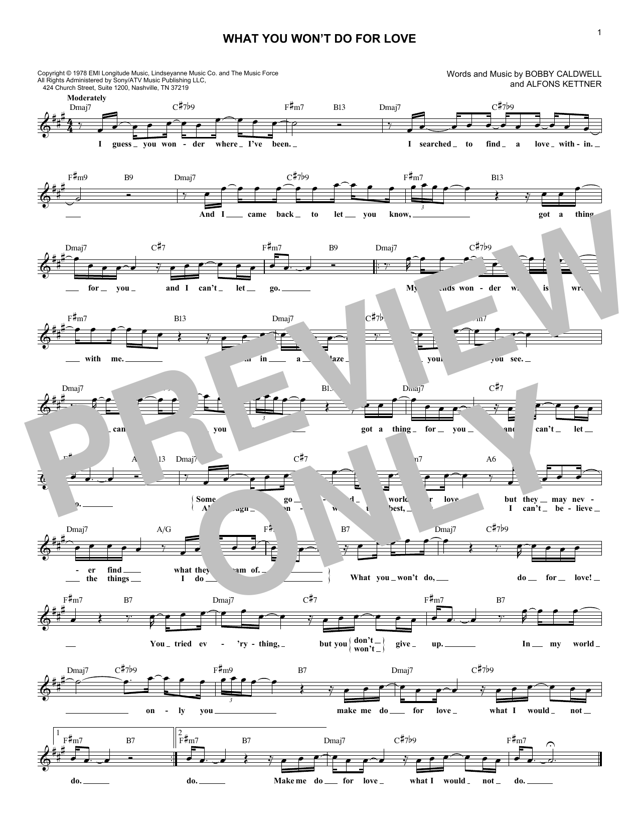 Download Alfons Kettner What You Won't Do For Love Sheet Music and learn how to play Melody Line, Lyrics & Chords PDF digital score in minutes