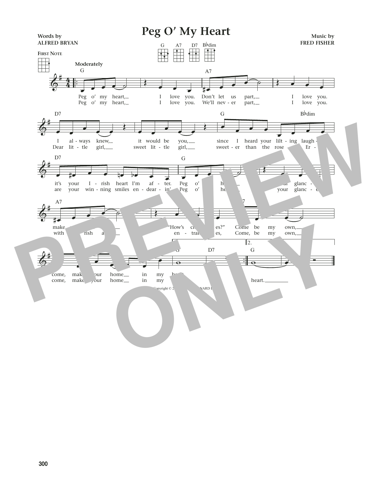 Download Alfred Bryan Peg O' My Heart (from The Daily Ukulele) (arr. Jim Beloff) Sheet Music and learn how to play Ukulele PDF digital score in minutes