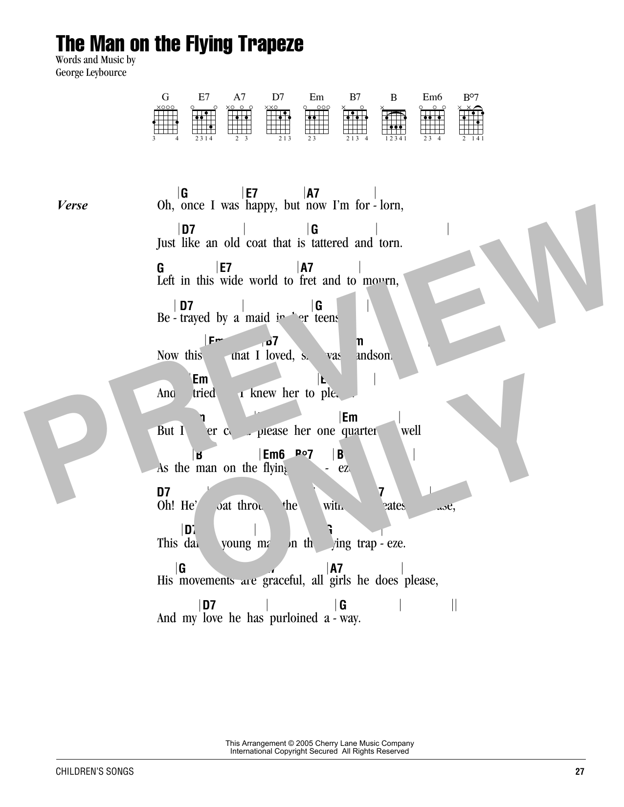 Download Alfred Lee The Man On The Flying Trapeze Sheet Music and learn how to play Lyrics & Chords PDF digital score in minutes