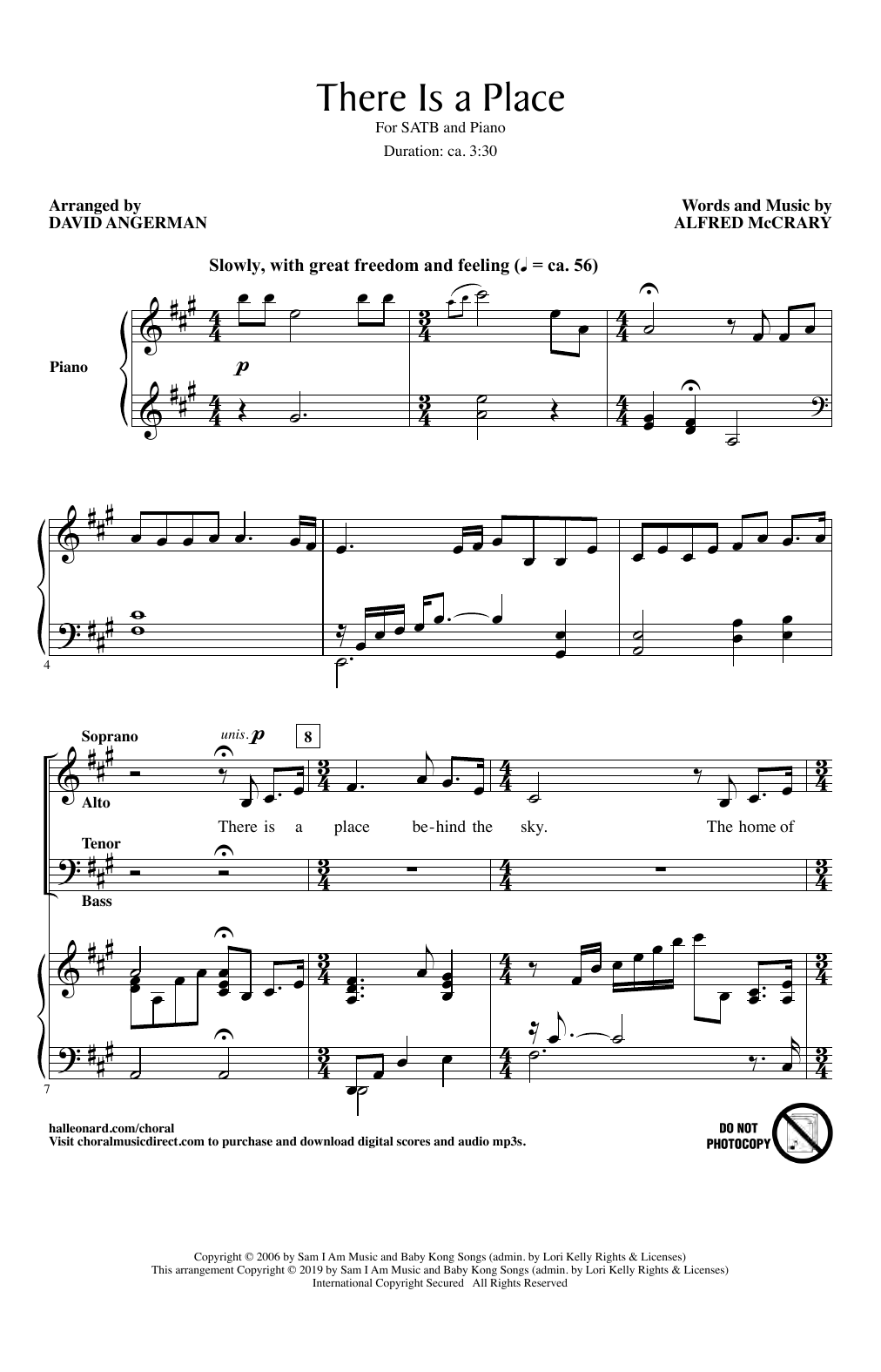 Download Alfred McCrary There Is A Place (arr. David Angerman) Sheet Music and learn how to play SATB Choir PDF digital score in minutes
