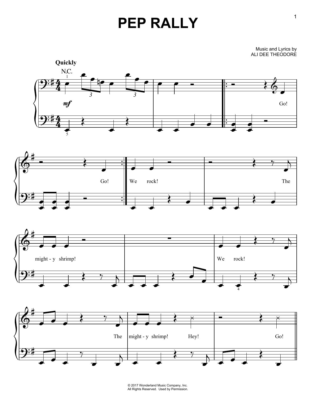 Download Ali Dee Theodore Pep Rally Sheet Music and learn how to play Easy Piano PDF digital score in minutes