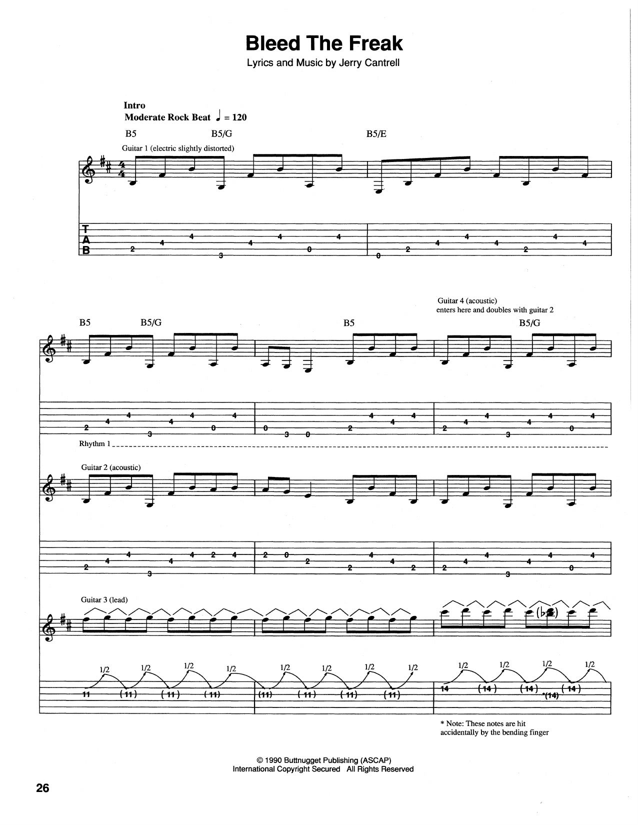 Download Alice In Chains Bleed The Freak Sheet Music and learn how to play Guitar Tab PDF digital score in minutes