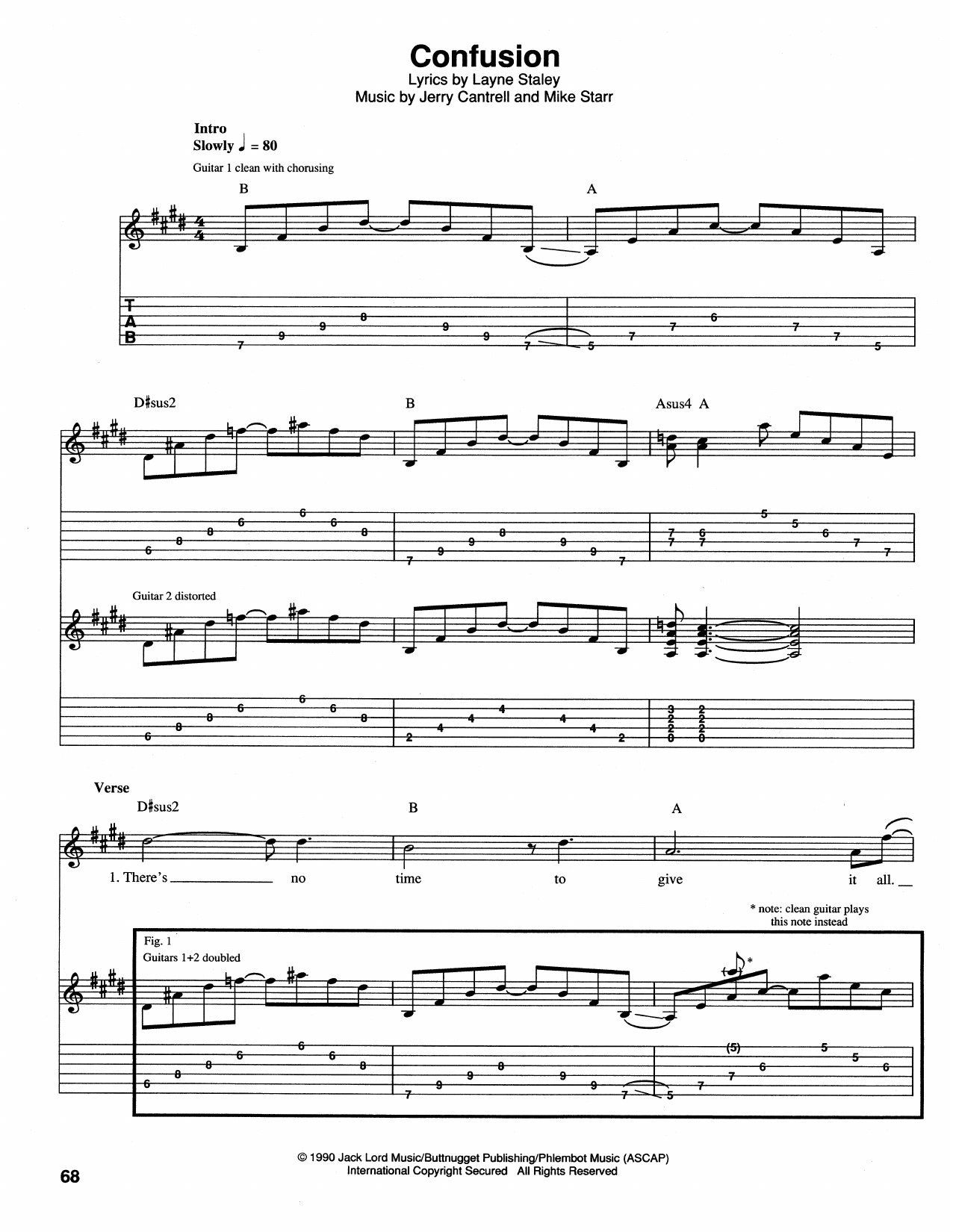 Download Alice In Chains Confusion Sheet Music and learn how to play Guitar Tab PDF digital score in minutes