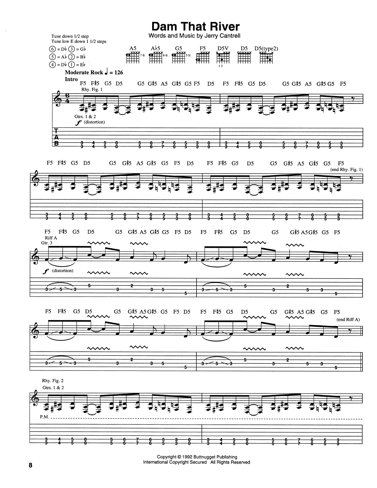 Download Alice In Chains Dam That River Sheet Music and learn how to play Guitar Tab PDF digital score in minutes