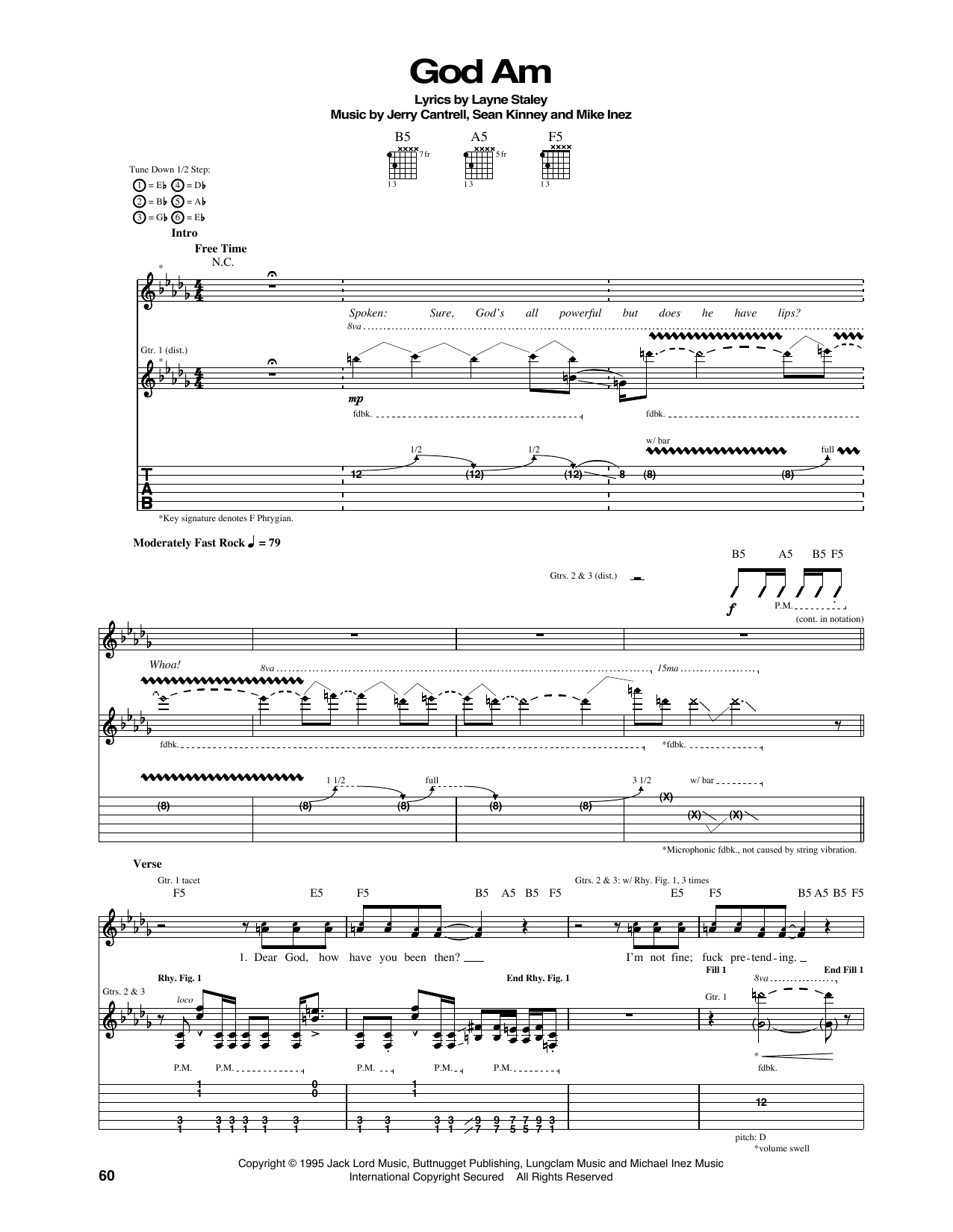 Download Alice In Chains God Am Sheet Music and learn how to play Guitar Tab PDF digital score in minutes