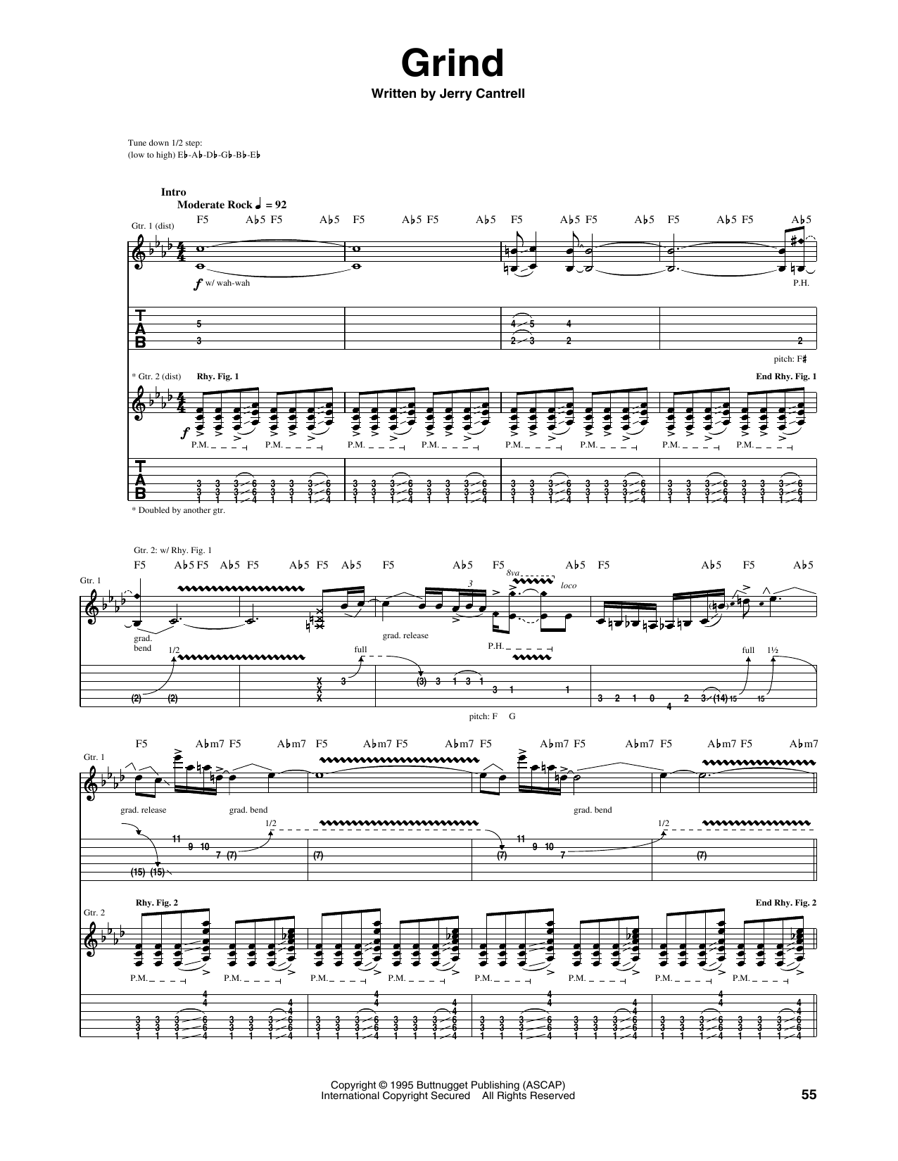 Download Alice In Chains Grind Sheet Music and learn how to play Guitar Tab PDF digital score in minutes