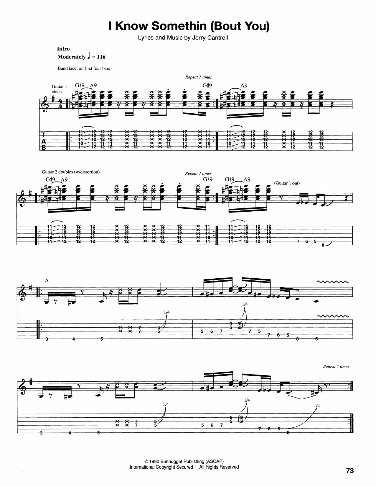 Download Alice In Chains I Know Somethin' (Bout You) Sheet Music and learn how to play Guitar Tab PDF digital score in minutes