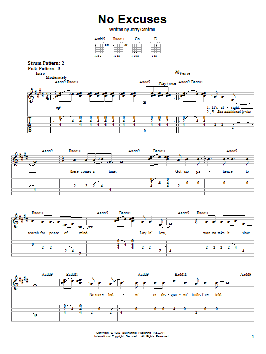 Download Alice In Chains No Excuses Sheet Music and learn how to play Drums Transcription PDF digital score in minutes