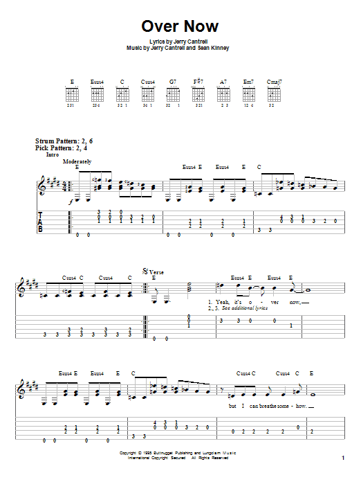 Download Alice In Chains Over Now Sheet Music and learn how to play Guitar Lead Sheet PDF digital score in minutes