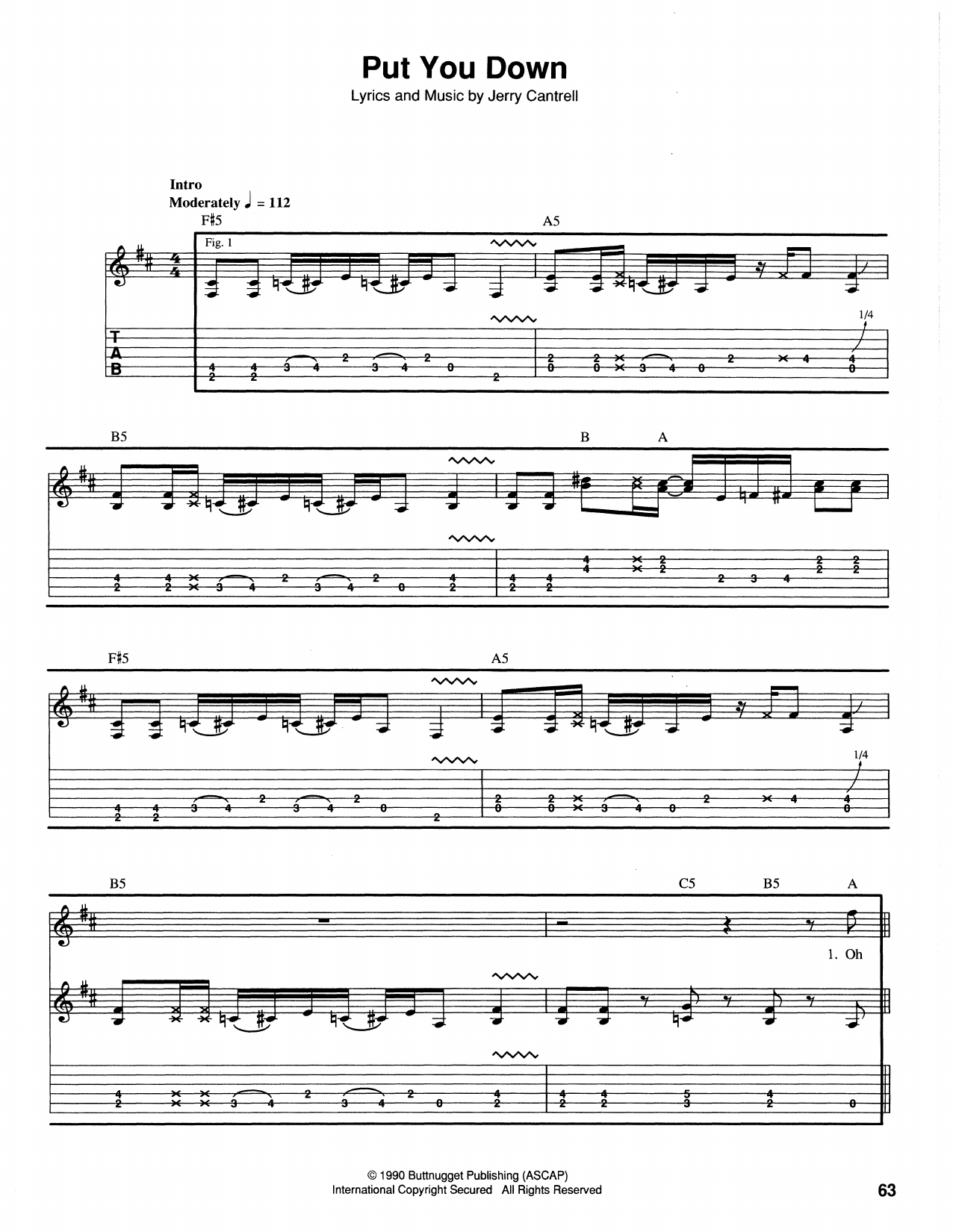 Download Alice In Chains Put You Down Sheet Music and learn how to play Guitar Tab PDF digital score in minutes