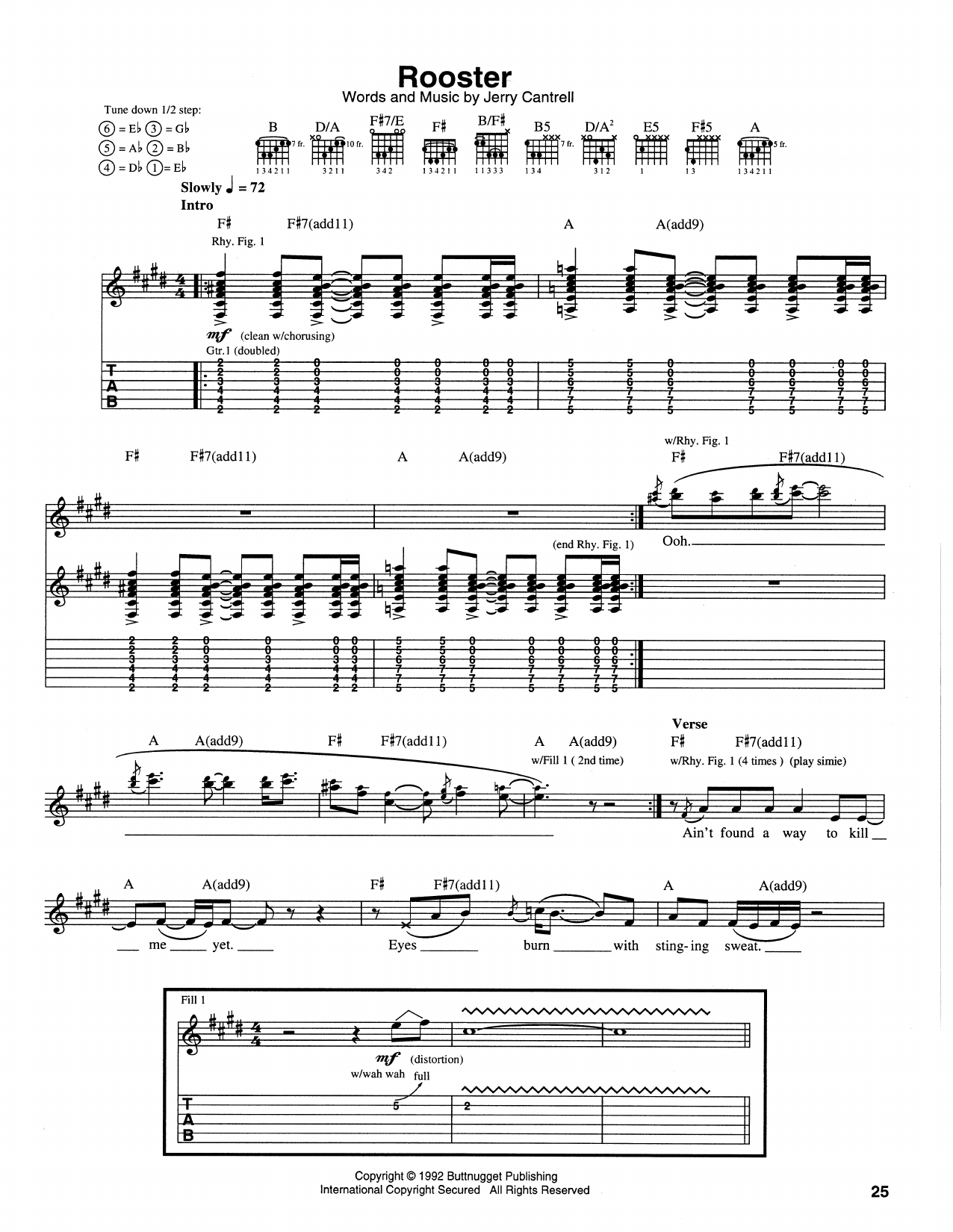 Download Alice In Chains Rooster Sheet Music and learn how to play Guitar Tab PDF digital score in minutes