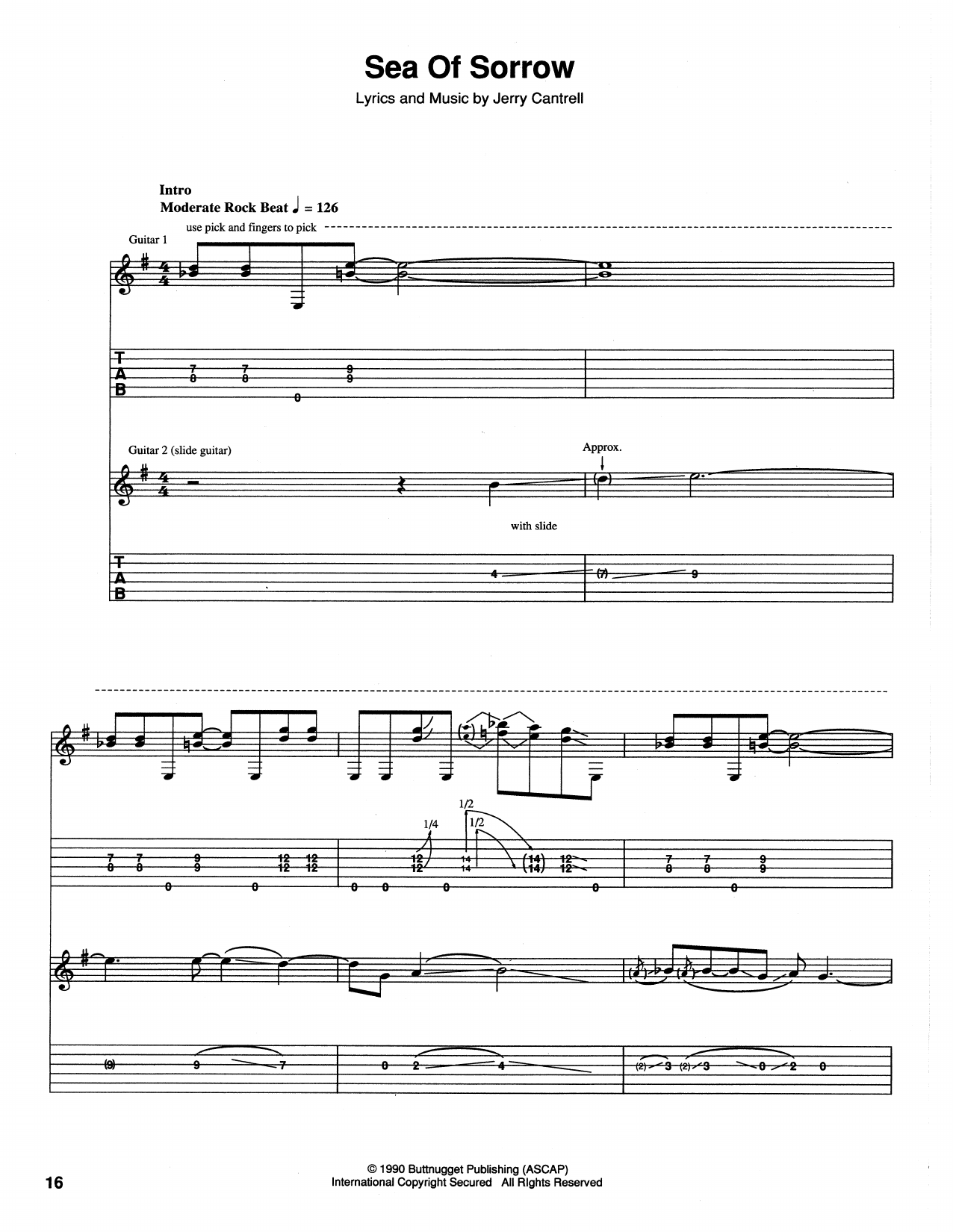 Download Alice In Chains Sea Of Sorrow Sheet Music and learn how to play Guitar Tab PDF digital score in minutes