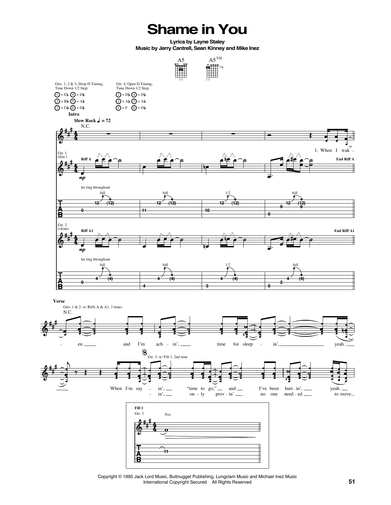 Download Alice In Chains Shame In You Sheet Music and learn how to play Guitar Tab PDF digital score in minutes