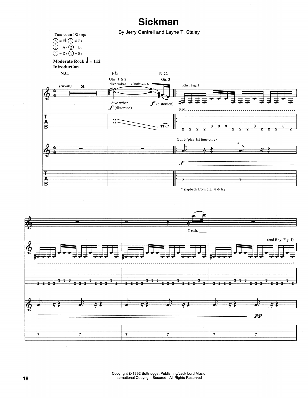 Download Alice In Chains Sickman Sheet Music and learn how to play Guitar Tab PDF digital score in minutes