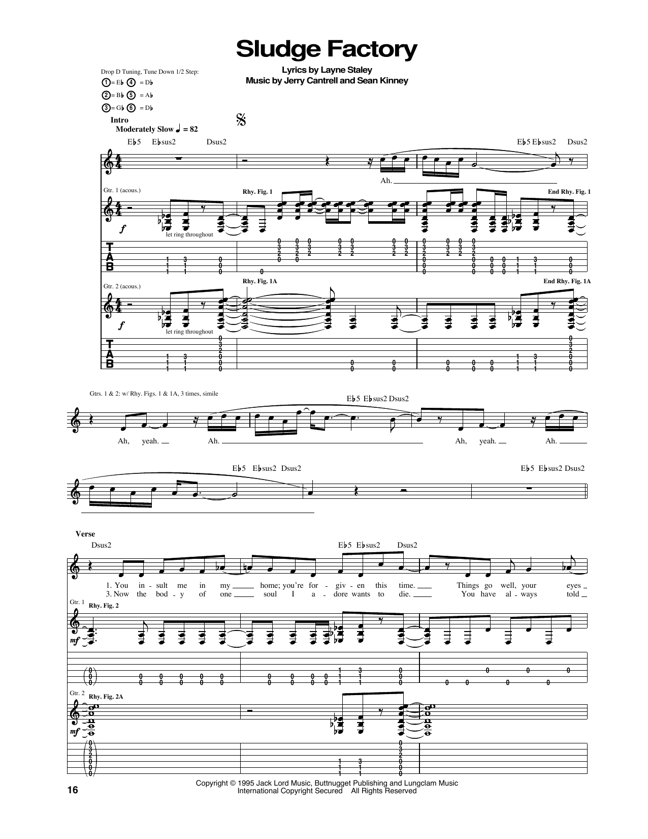 Download Alice In Chains Sludge Factory Sheet Music and learn how to play Guitar Tab PDF digital score in minutes