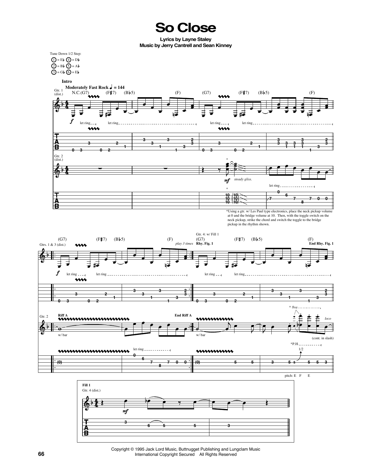 Download Alice In Chains So Close Sheet Music and learn how to play Guitar Tab PDF digital score in minutes