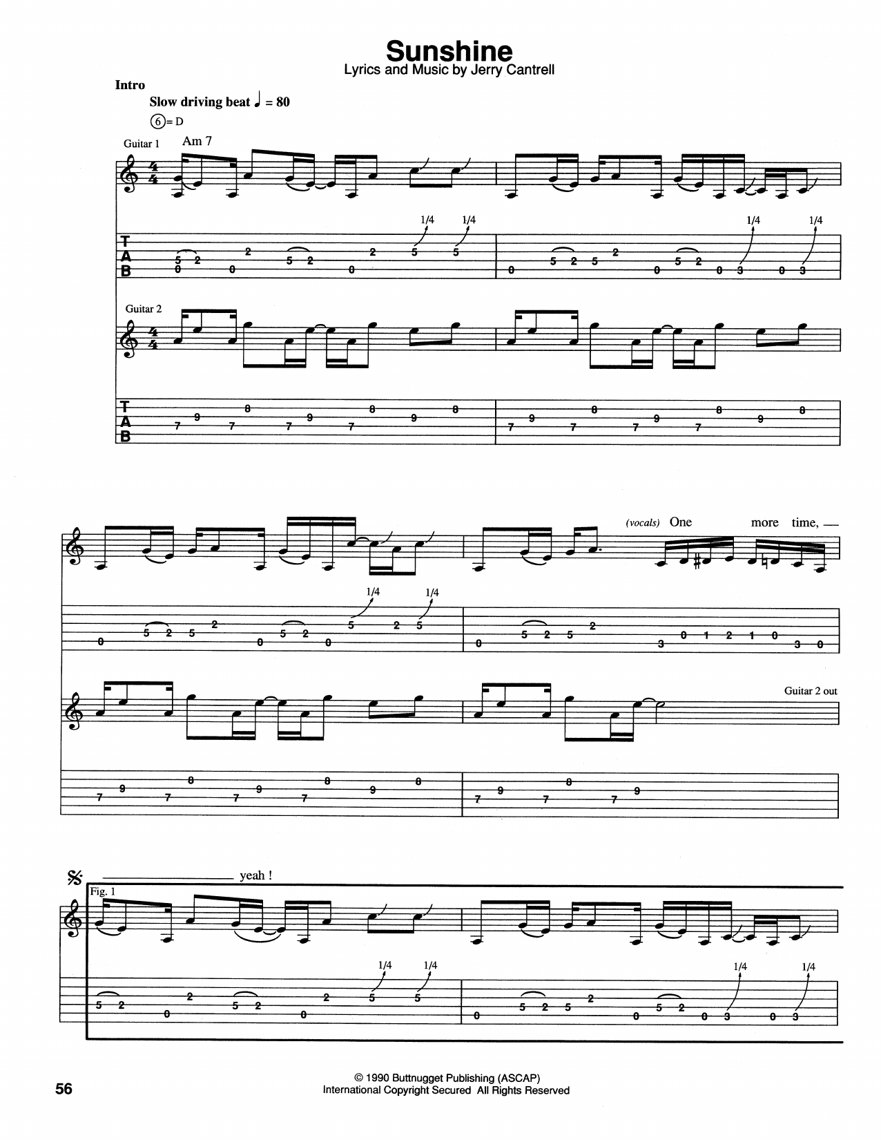 Download Alice In Chains Sunshine Sheet Music and learn how to play Guitar Tab PDF digital score in minutes