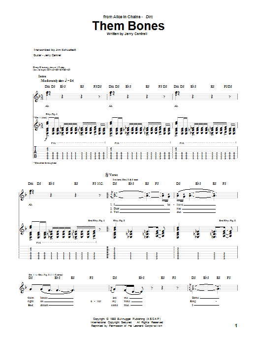 Download Alice In Chains Them Bones Sheet Music and learn how to play Lyrics & Chords PDF digital score in minutes