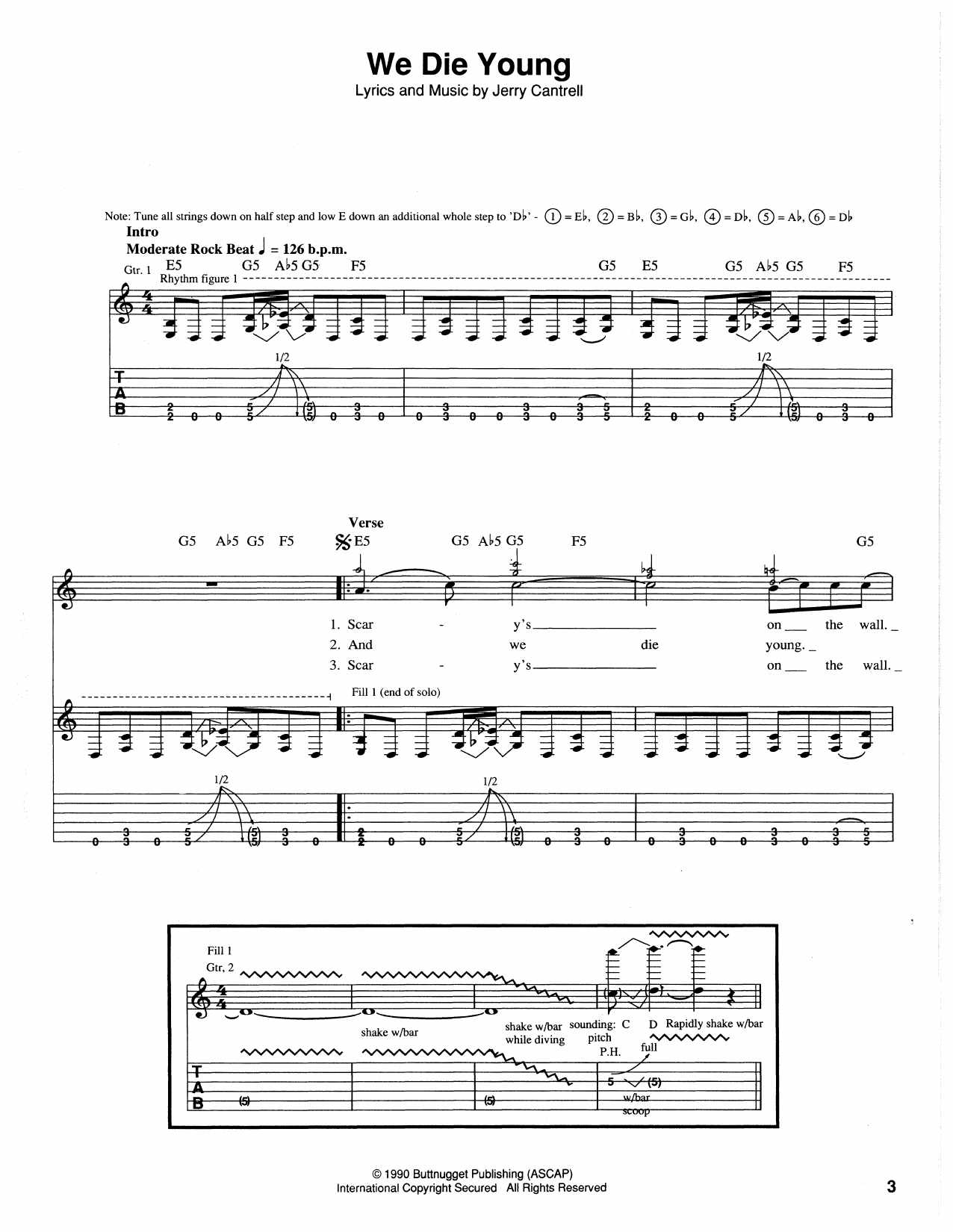 Download Alice In Chains We Die Young Sheet Music and learn how to play Guitar Tab PDF digital score in minutes