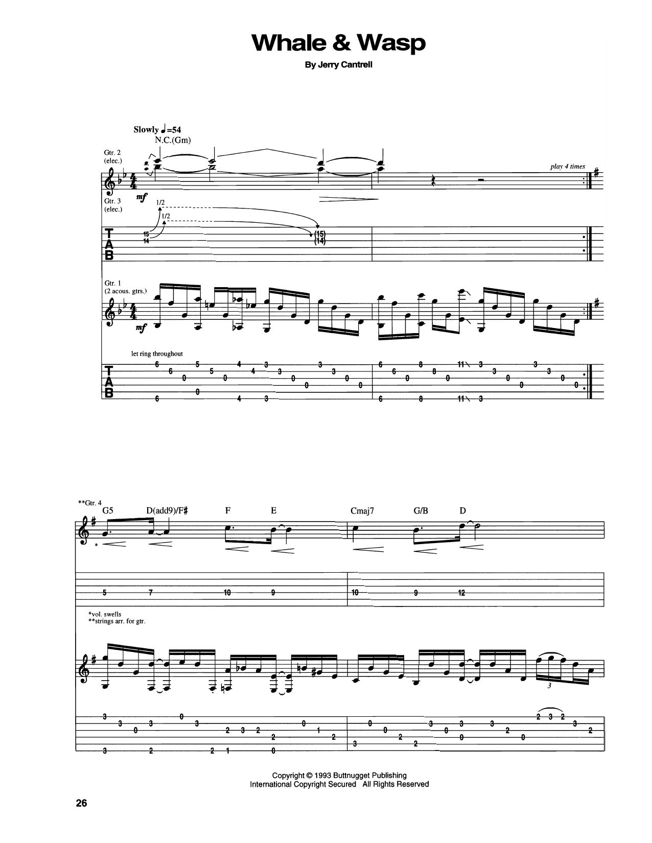 Download Alice In Chains Whale & Wasp Sheet Music and learn how to play Guitar Tab PDF digital score in minutes