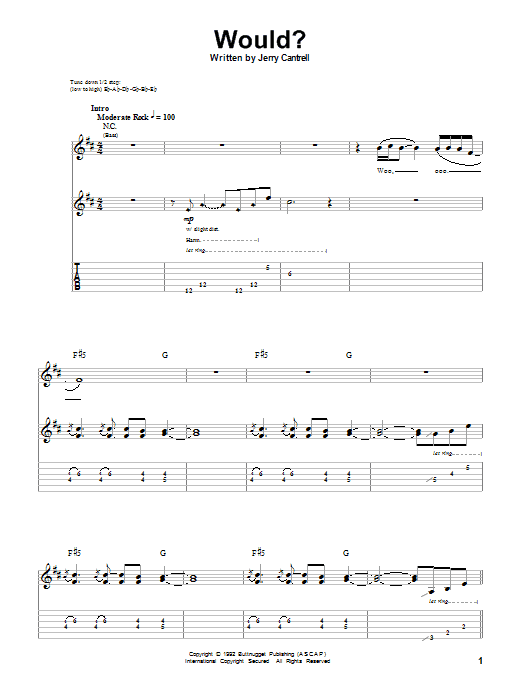 Download Alice In Chains Would? Sheet Music and learn how to play Easy Bass Tab PDF digital score in minutes
