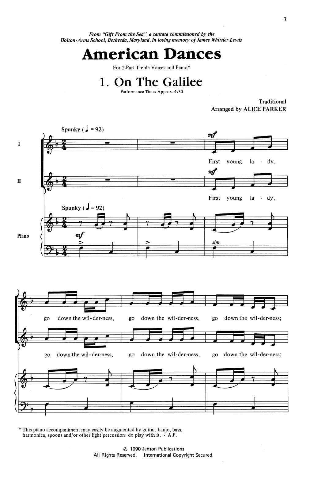 Download Alice Parker American Dances (Collection) Sheet Music and learn how to play 2-Part Choir PDF digital score in minutes