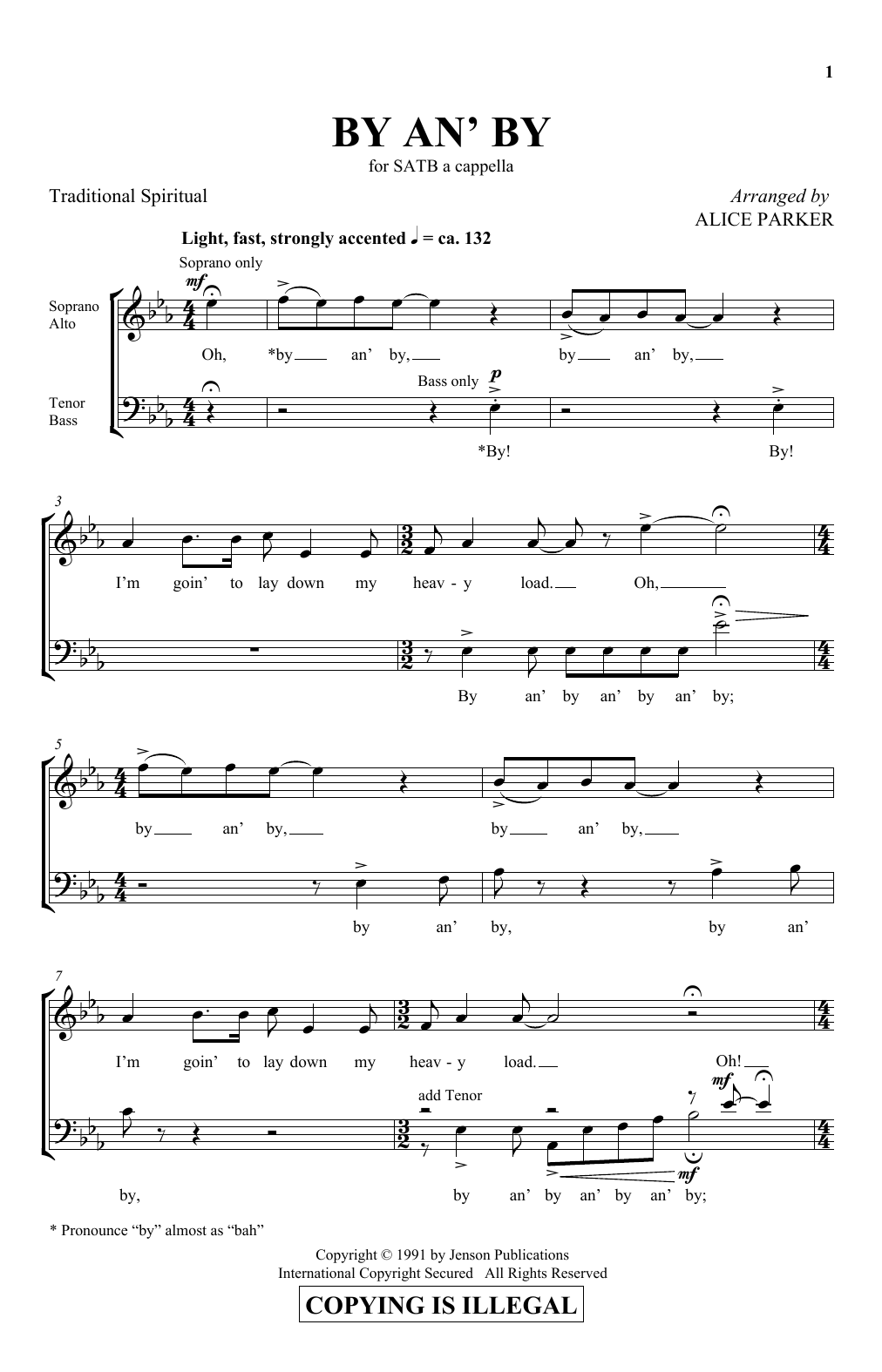 Download Alice Parker By An' By Sheet Music and learn how to play SATB PDF digital score in minutes
