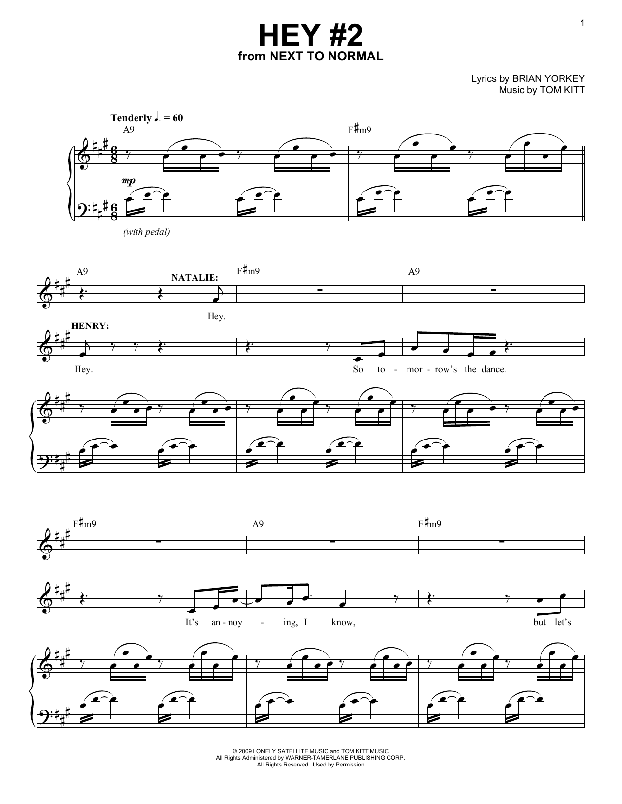 Download Alice Ripley & Louis Hobson Hey #2 (from Next to Normal) Sheet Music and learn how to play Piano & Vocal PDF digital score in minutes
