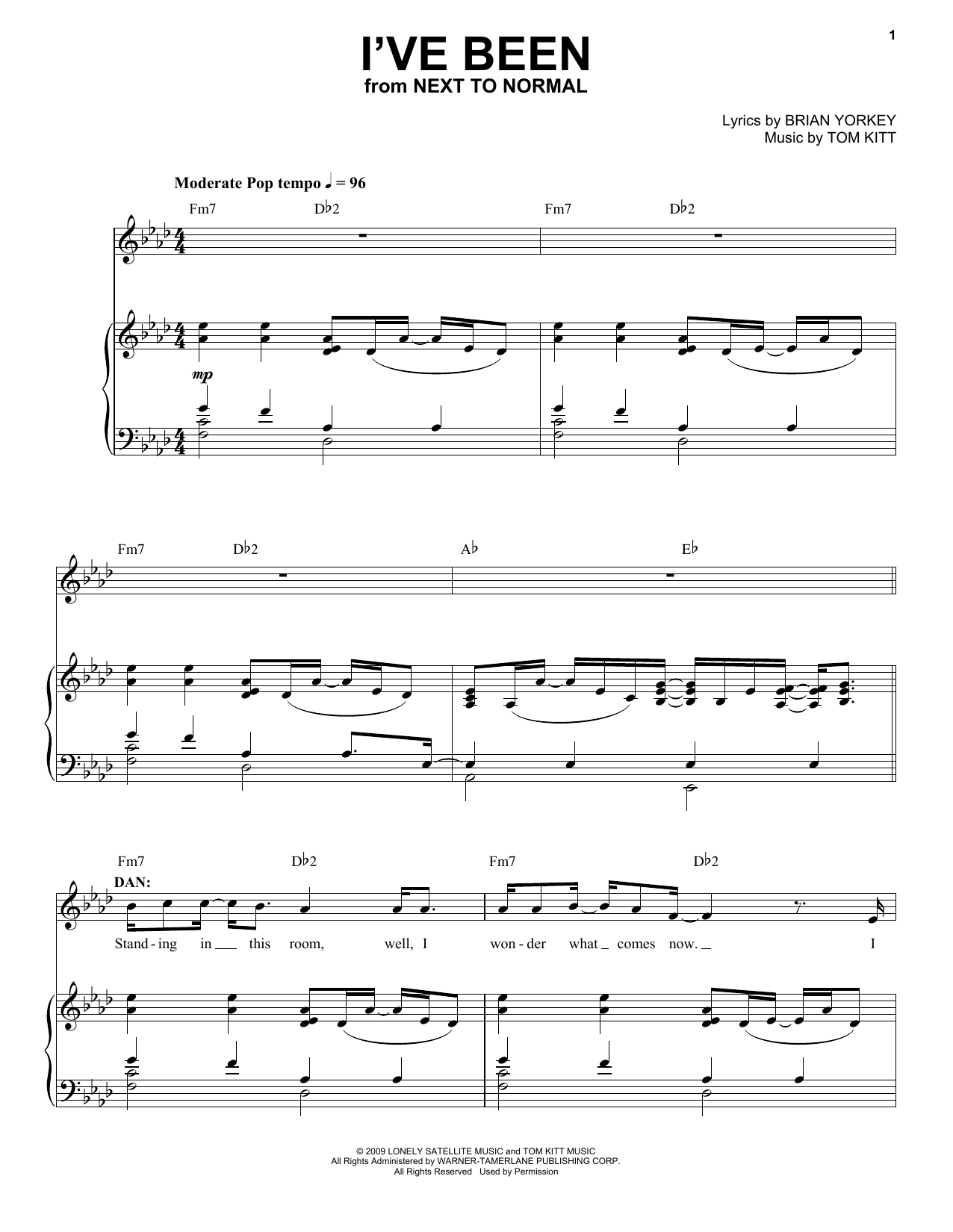 Download Alice Ripley I've Been (from Next to Normal) Sheet Music and learn how to play Piano & Vocal PDF digital score in minutes