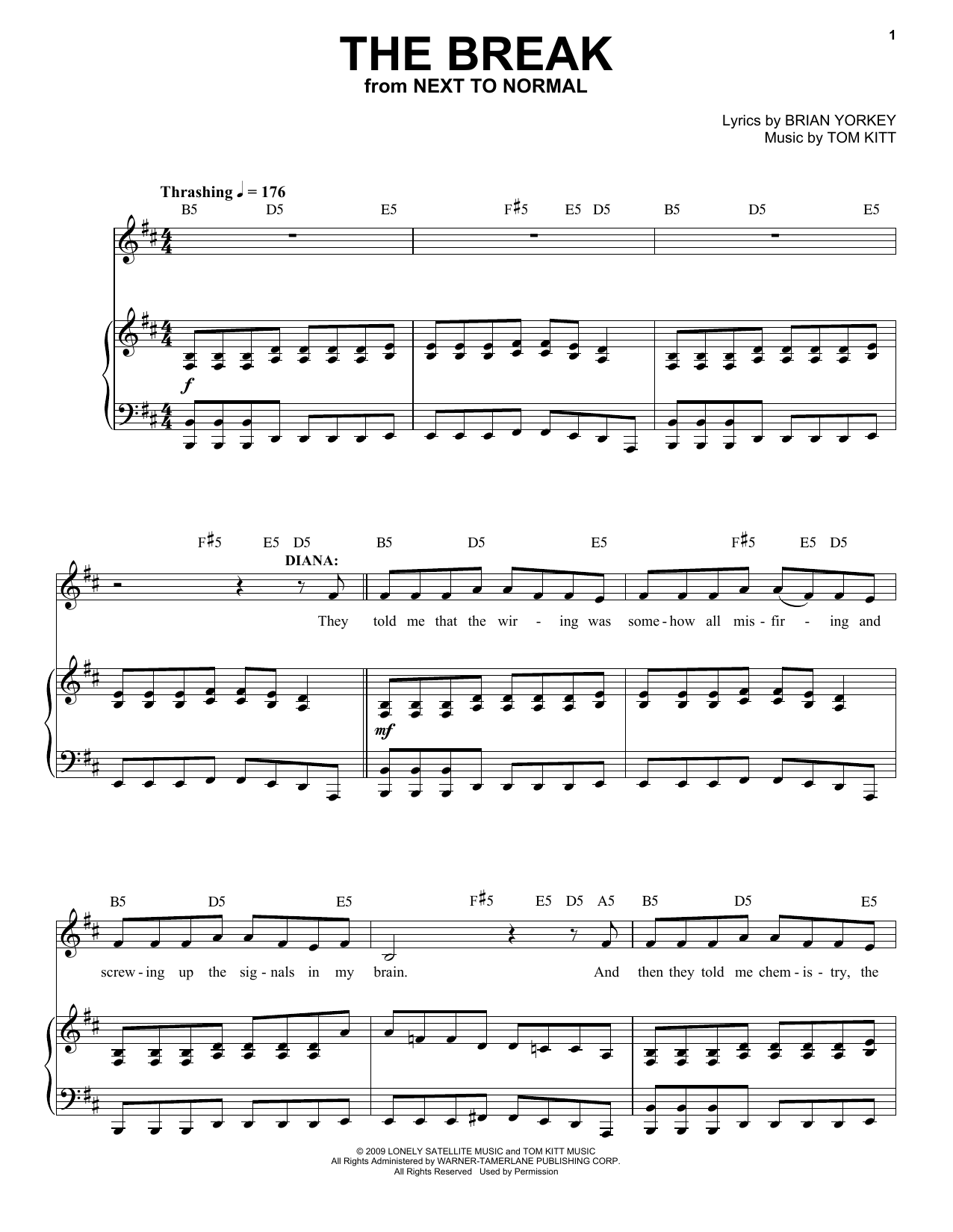 Download Alice Ripley The Break (from Next to Normal) Sheet Music and learn how to play Piano & Vocal PDF digital score in minutes