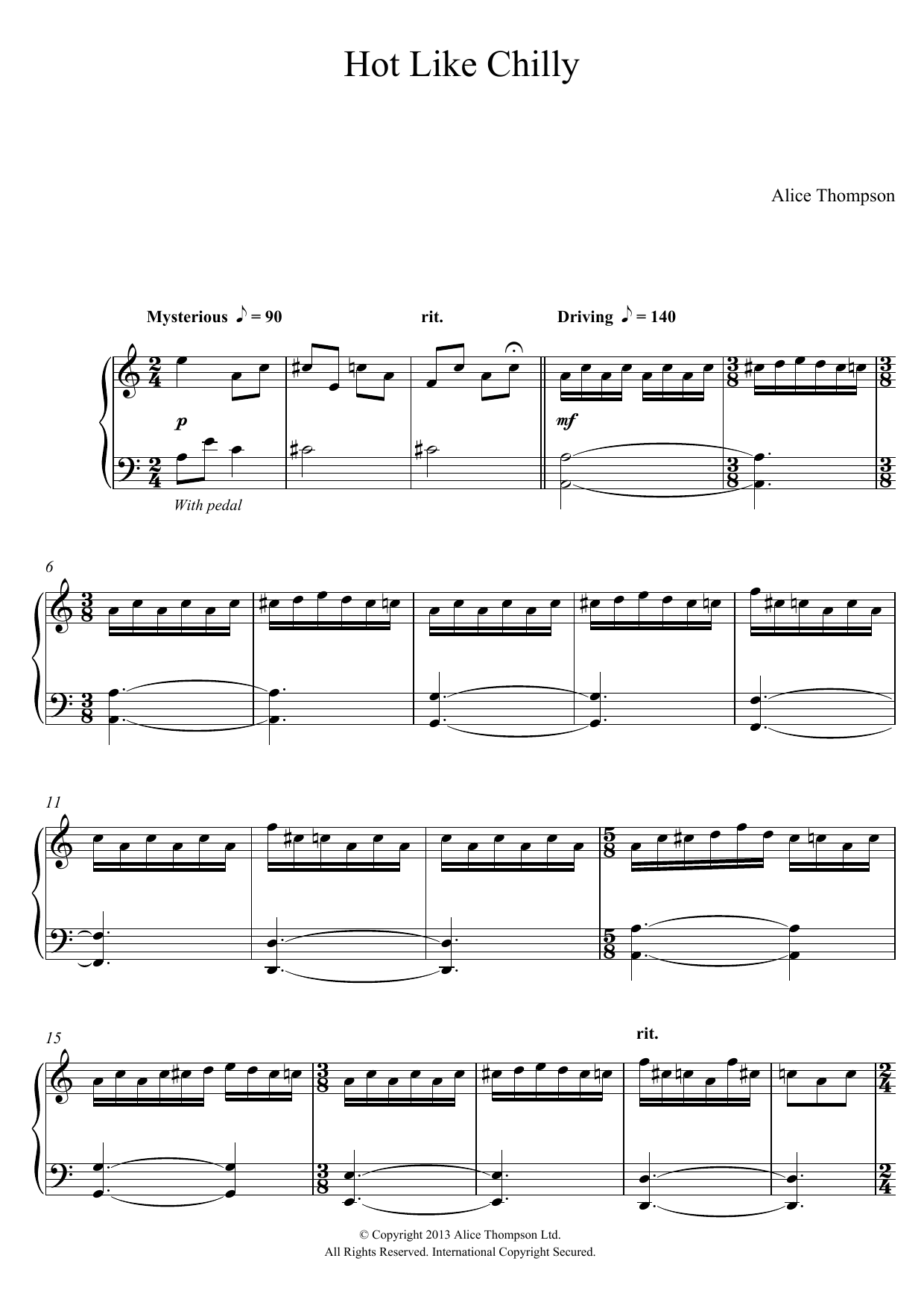 Download Alice Thompson Hot Like Chilly Sheet Music and learn how to play Piano PDF digital score in minutes