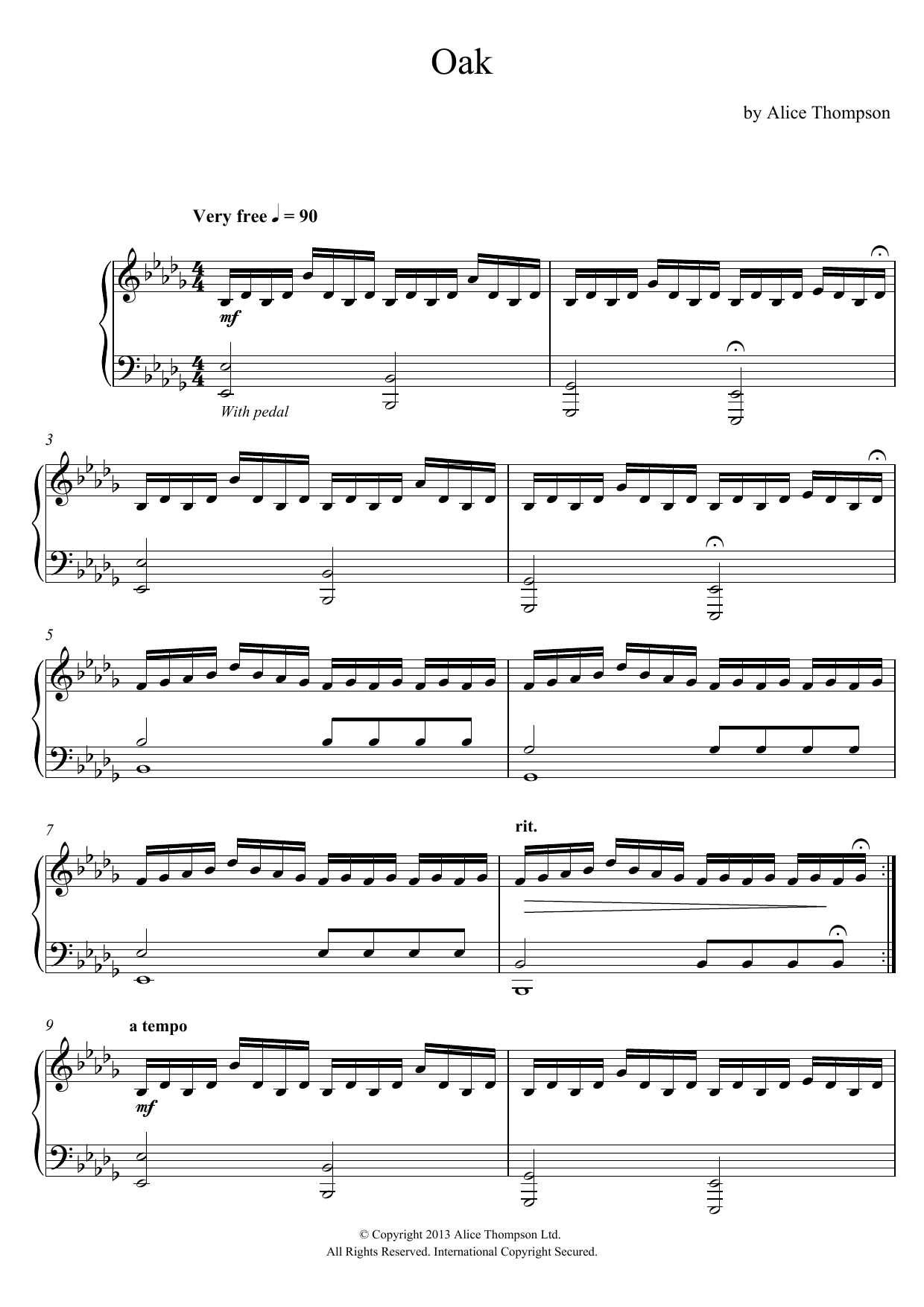 Download Alice Thompson Oak Sheet Music and learn how to play Piano PDF digital score in minutes
