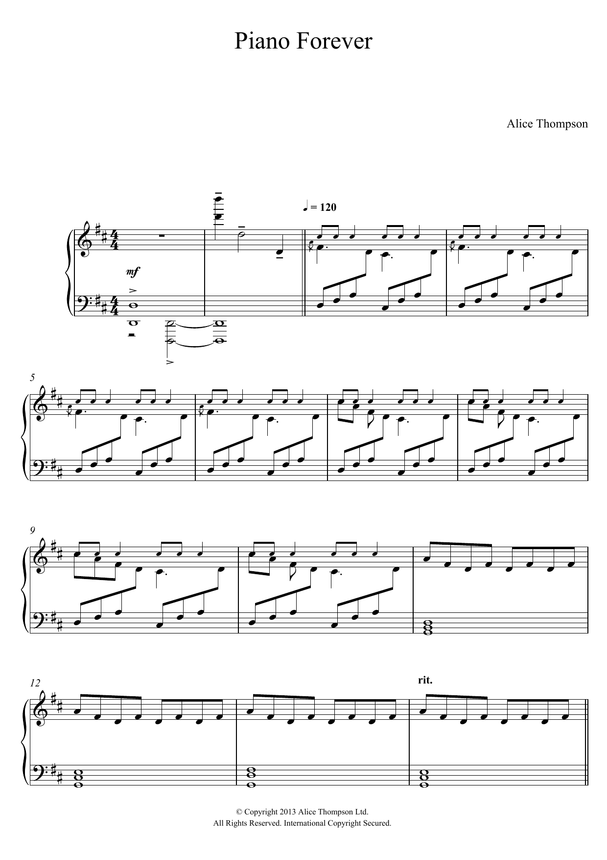Download Alice Thompson Piano Forever Sheet Music and learn how to play Piano PDF digital score in minutes