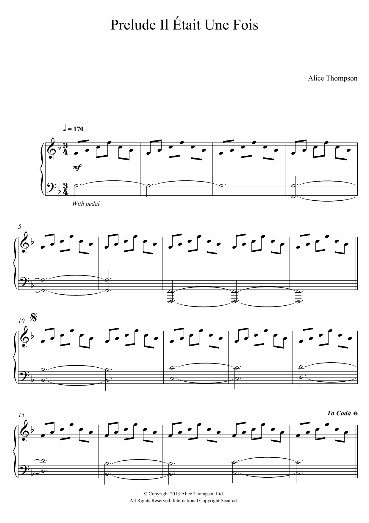 Download Alice Thompson Prélude: Il Était Une Fois... Sheet Music and learn how to play Piano PDF digital score in minutes