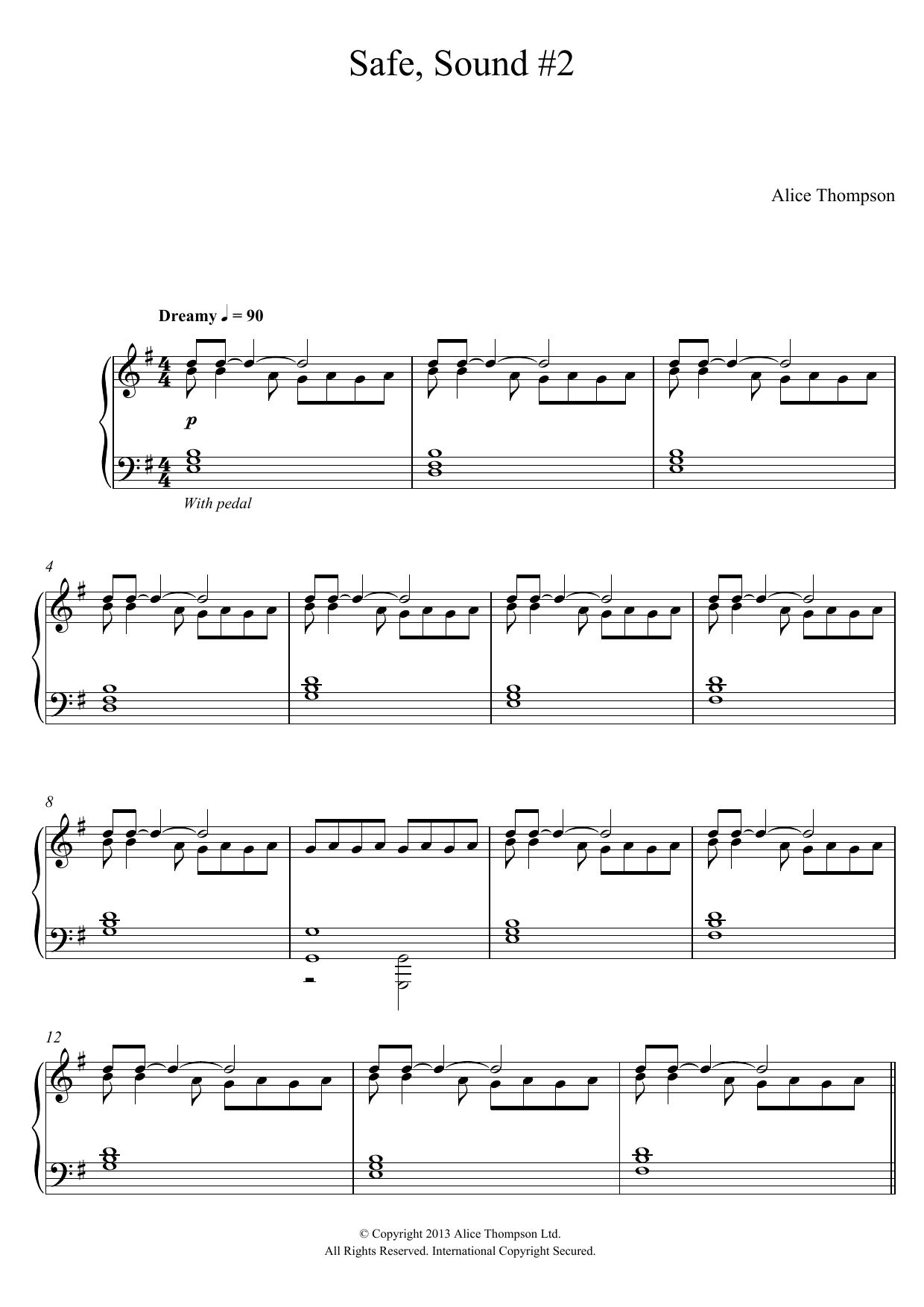Download Alice Thompson Safe, Sound No. 2 Sheet Music and learn how to play Piano PDF digital score in minutes