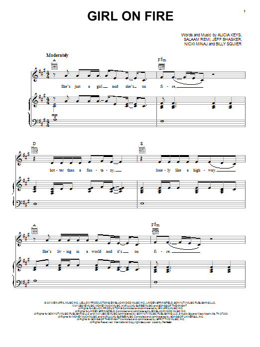 Download Alicia Keys Girl On Fire Sheet Music and learn how to play Keyboard PDF digital score in minutes