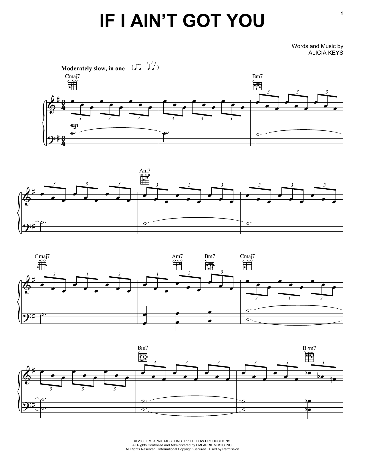 Download Alicia Keys If I Ain't Got You Sheet Music and learn how to play Piano, Vocal & Guitar (Right-Hand Melody) PDF digital score in minutes