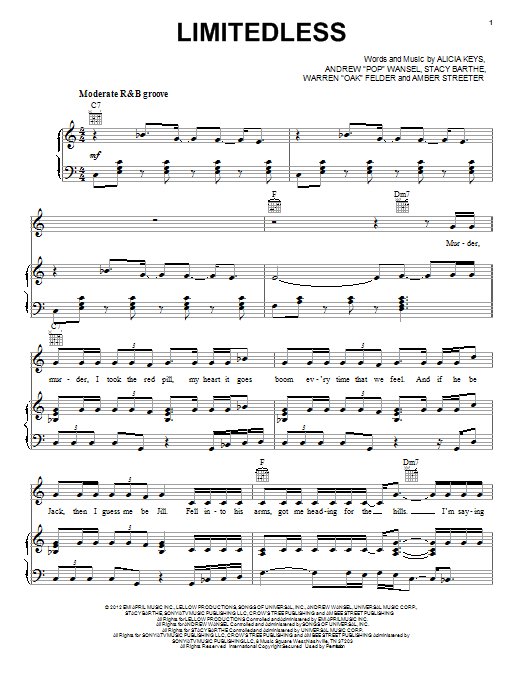 Download Alicia Keys Limitedless Sheet Music and learn how to play Piano, Vocal & Guitar (Right-Hand Melody) PDF digital score in minutes