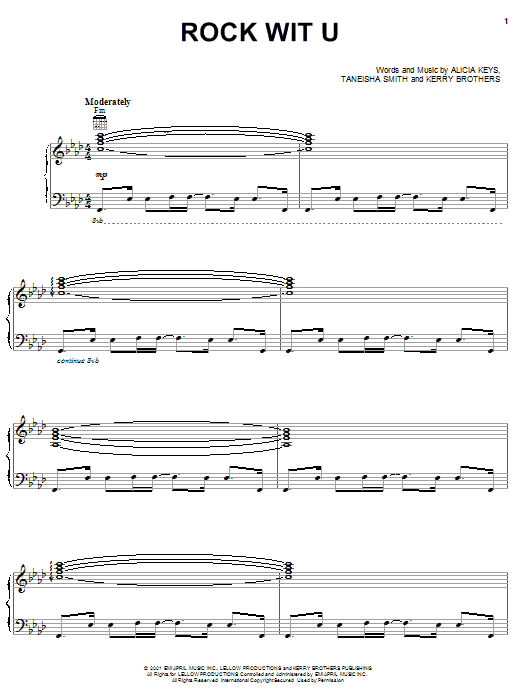 Download Alicia Keys Rock Wit U Sheet Music and learn how to play Piano, Vocal & Guitar (Right-Hand Melody) PDF digital score in minutes