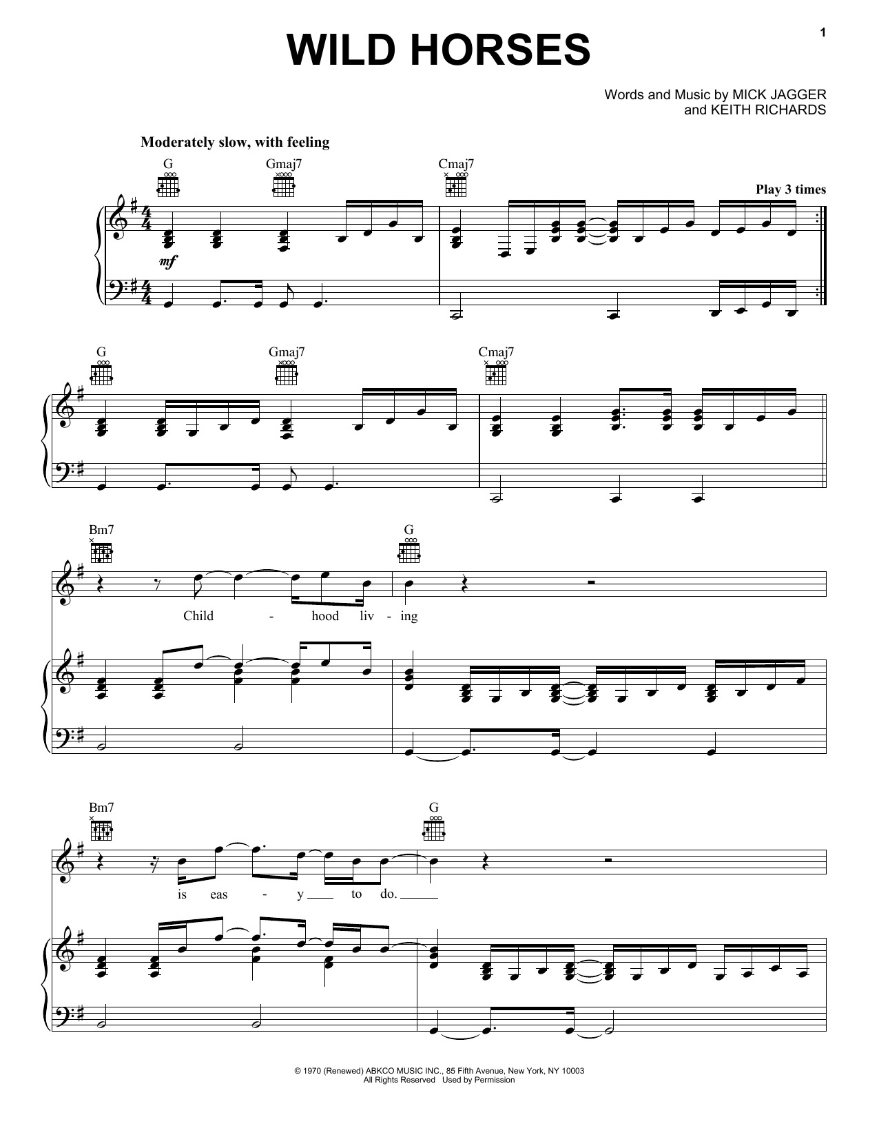 Download Alicia Keys Wild Horses Sheet Music and learn how to play Piano, Vocal & Guitar (Right-Hand Melody) PDF digital score in minutes