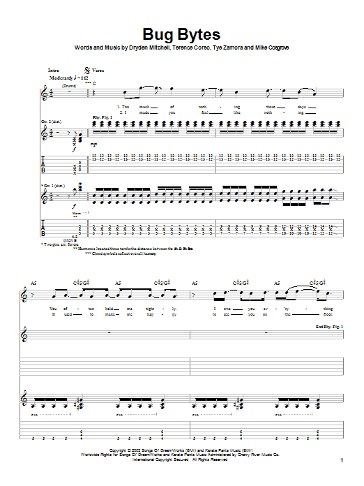 Download Alien Ant Farm Bug Bytes Sheet Music and learn how to play Guitar Tab PDF digital score in minutes