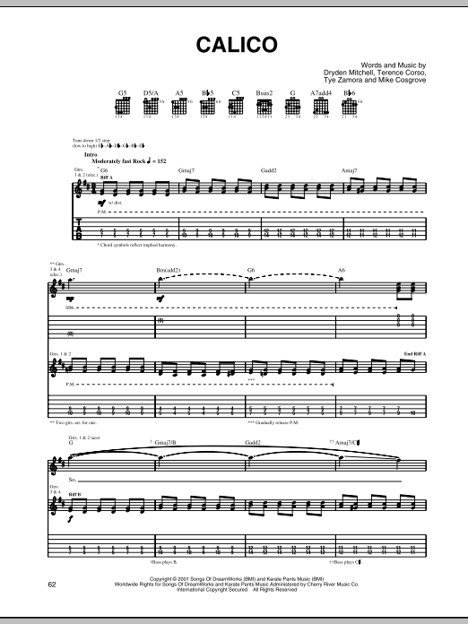 Download Alien Ant Farm Calico Sheet Music and learn how to play Guitar Tab PDF digital score in minutes