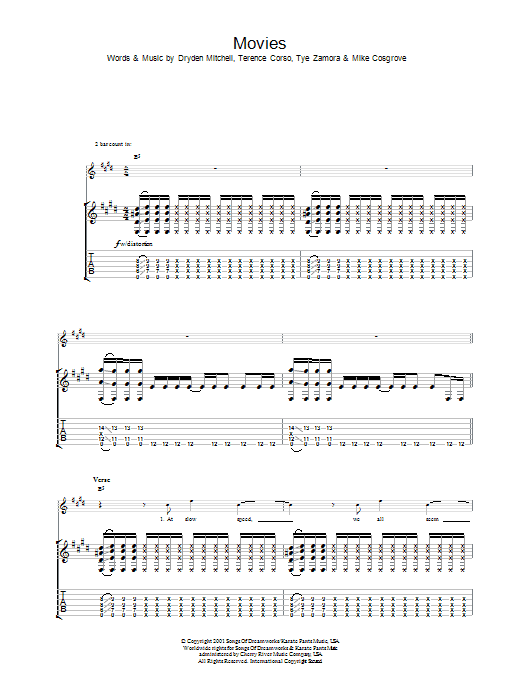 Download Alien Ant Farm Movies Sheet Music and learn how to play Guitar Tab PDF digital score in minutes