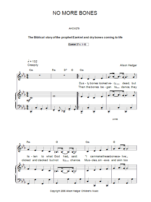 Download Alison Hedger No More Bones Sheet Music and learn how to play Piano, Vocal & Guitar PDF digital score in minutes