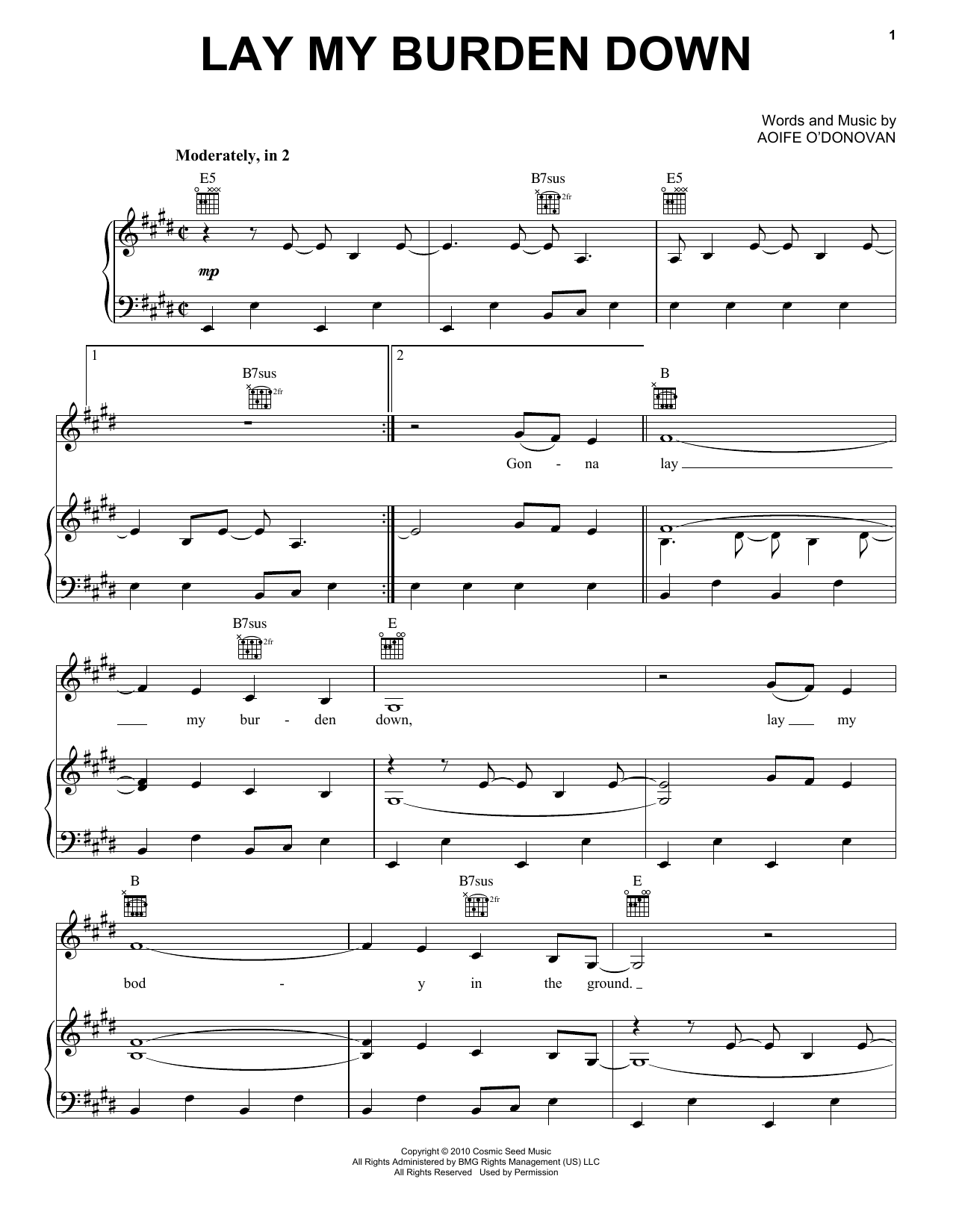 Download Alison Krauss & Union Station Lay My Burden Down Sheet Music and learn how to play Piano, Vocal & Guitar (Right-Hand Melody) PDF digital score in minutes